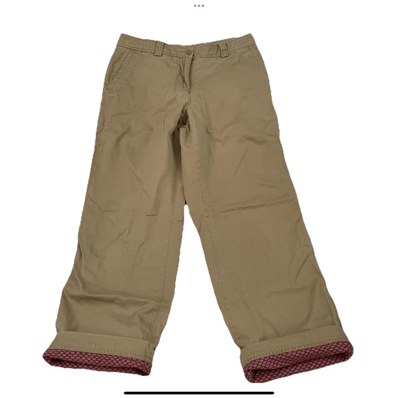 L.L. Bean Floral Cotton Lined Khaki Pants Womens Sz 10 Reg Classic Fit Straight - Picture 1 of 16